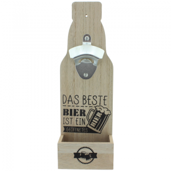 Wandflaschenöffner mit Auffang "das beste Bier"